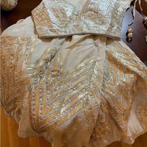 Gold lehenga.